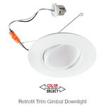 Aviva 5/6 Inch LED Gimble Down Light Retrofit, 1,160 Lumens, 11W, 120V, CCT Selectable: 2700K/3000K/3500K/4000K/5000K