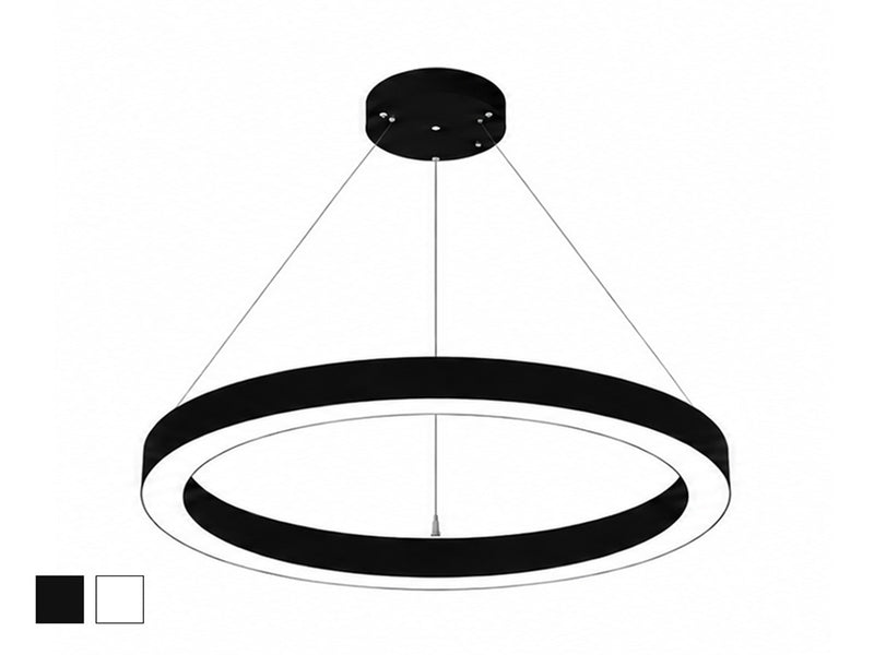 36" LED Round Direct/Indirect Pendant Light, 8000 Lumen Max, Wattage and CCT Selectable, 120-277V, White or Black Finish