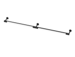 A matte black metal wall-mounted sign light with three mounting brackets and round wall anchors, shown on a plain white background.