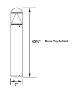 LED Dome Top Bollard Light, 1631  Lumens, 15W, 3000K, 4000K, or 5000K, T3 or T5, 120-277V, Black, Bronze, Silver, White, or Stainless Steel