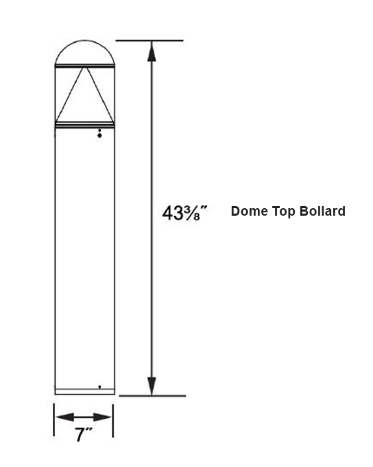 LED Dome Top Bollard Light, 1631  Lumens, 15W, 3000K, 4000K, or 5000K, T3 or T5, 120-277V, Black, Bronze, Silver, White, or Stainless Steel