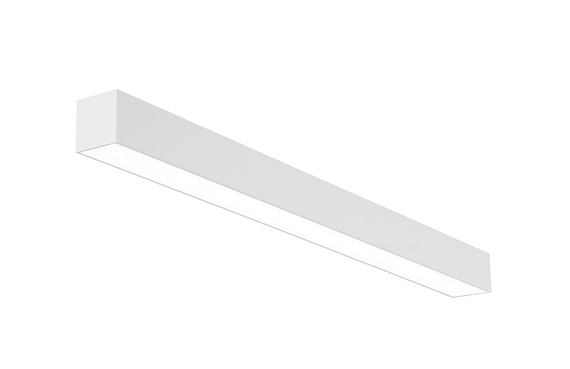 4 FT LED Direct/Indirect Suspended Linear Fixture, 4" Wide, 5750 Lumen Max, Wattage and CCT Selectable, 120-277V, White or Black Finish