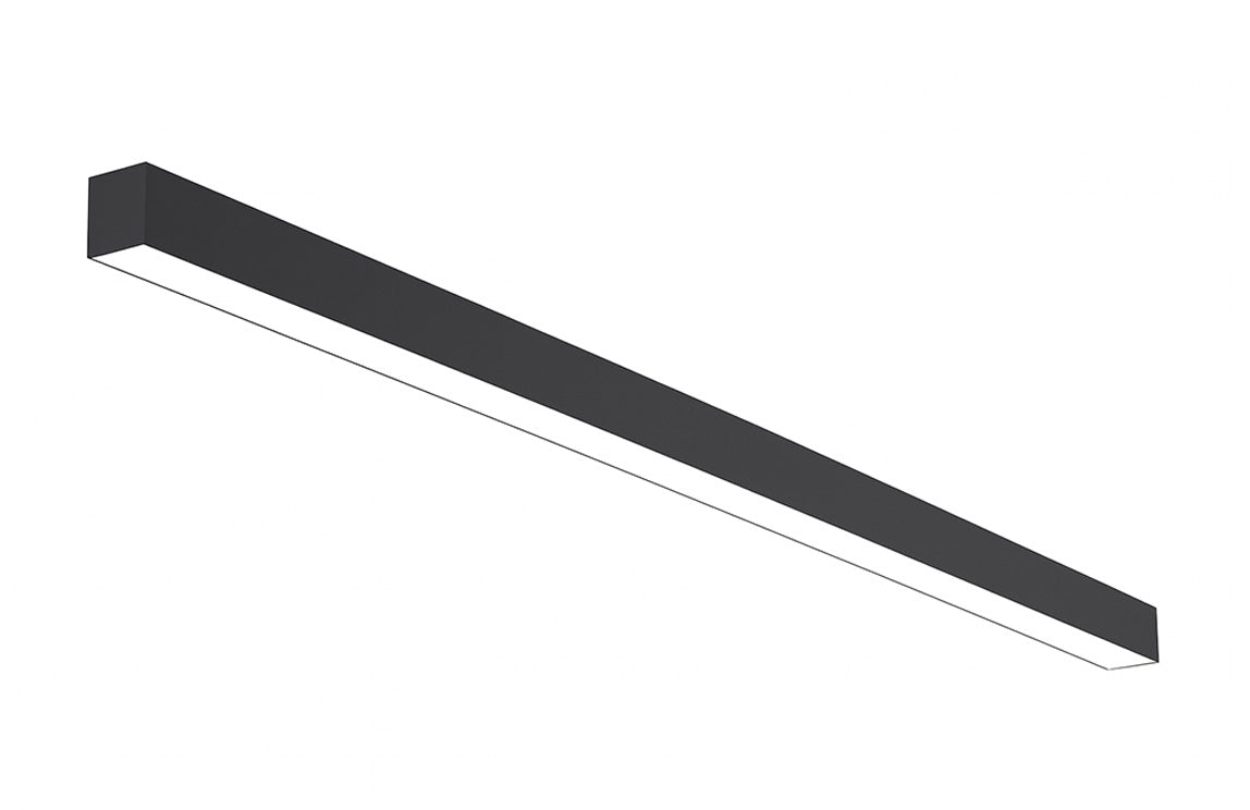 8 FT LED Direct/Indirect Suspended Linear Fixture, 4" Wide, 11,500 Lumen Max, Wattage and CCT Selectable, 120-277V, White or Black Finish