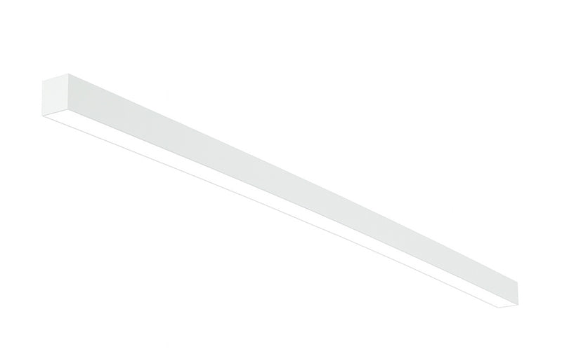 8 FT LED Direct/Indirect Suspended Linear Fixture, 4" Wide, 11,500 Lumen Max, Wattage and CCT Selectable, 120-277V, White or Black Finish