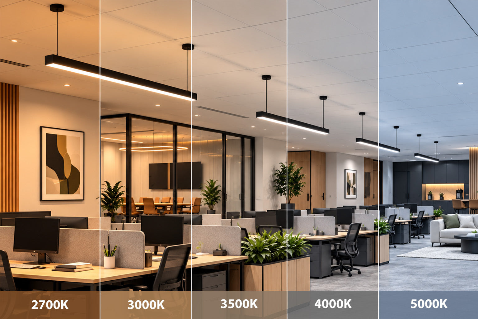 6 FT LED Direct/Indirect Suspended Linear Fixture, 9375 Lumen Max, Wattage and CCT Selectable, 120-277V, White Finish