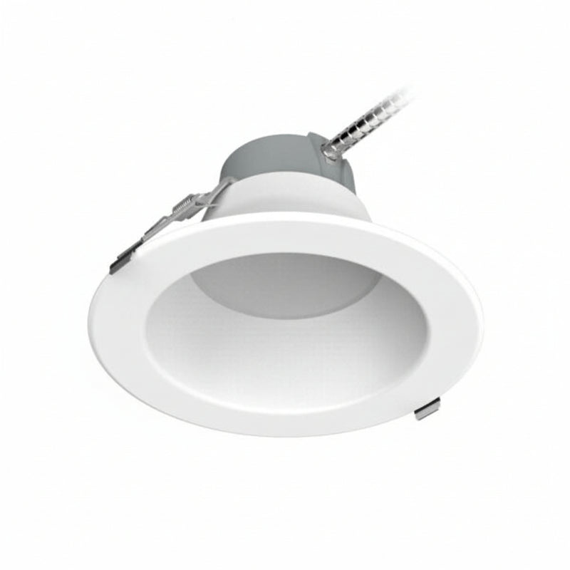 White recessed 8 inch led commercial downlight with cct selectable and metallic wiring for commercial use
