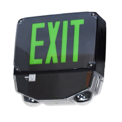 Wet Location All LED Exit/Emergency Combo, Double Face, Green Lettering, White, Black or Gray Housing