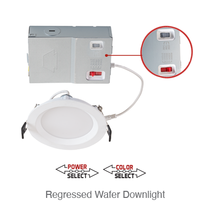 Circa 6 Inch LED Recessed Wafer Down Light, 1,030 Lumens, 13W, 120V, CCT Selectable: 2700K/3000K/3500K/4000K/5000K