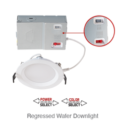 Circa 6 Inch LED Recessed Wafer Down Light, 1,030 Lumens, 13W, 120V, CCT Selectable: 2700K/3000K/3500K/4000K/5000K