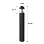 Black commercial led bollard light with clear glass top and silver cone reflector housing for outdoor use