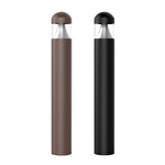 Two modern commercial led bollard lights in black and bronze with cone reflector and clear glass top housing led bulb