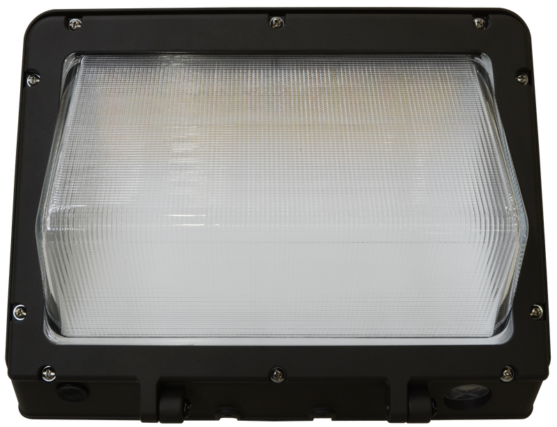 LED Traditional Wall Pack, 6348 Lumen Max, Wattage and CCT Selectable, 120-277V, Tempered Glass Lens