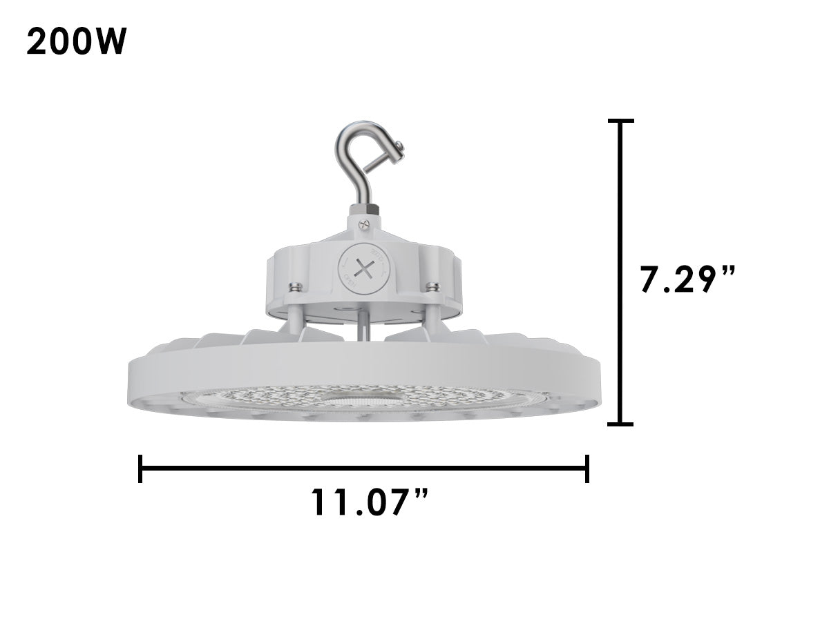Static LED UFO High Bay, 30,000 Lumens, 200 Watt, 5000K, 120-277V, White Finish