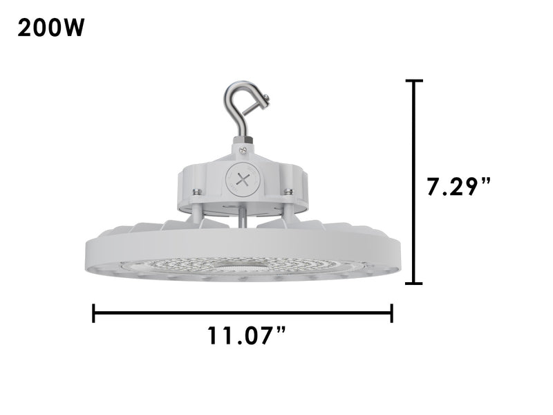 Static LED UFO High Bay, 30,000 Lumens, 200 Watt, 5000K, 120-277V, White Finish