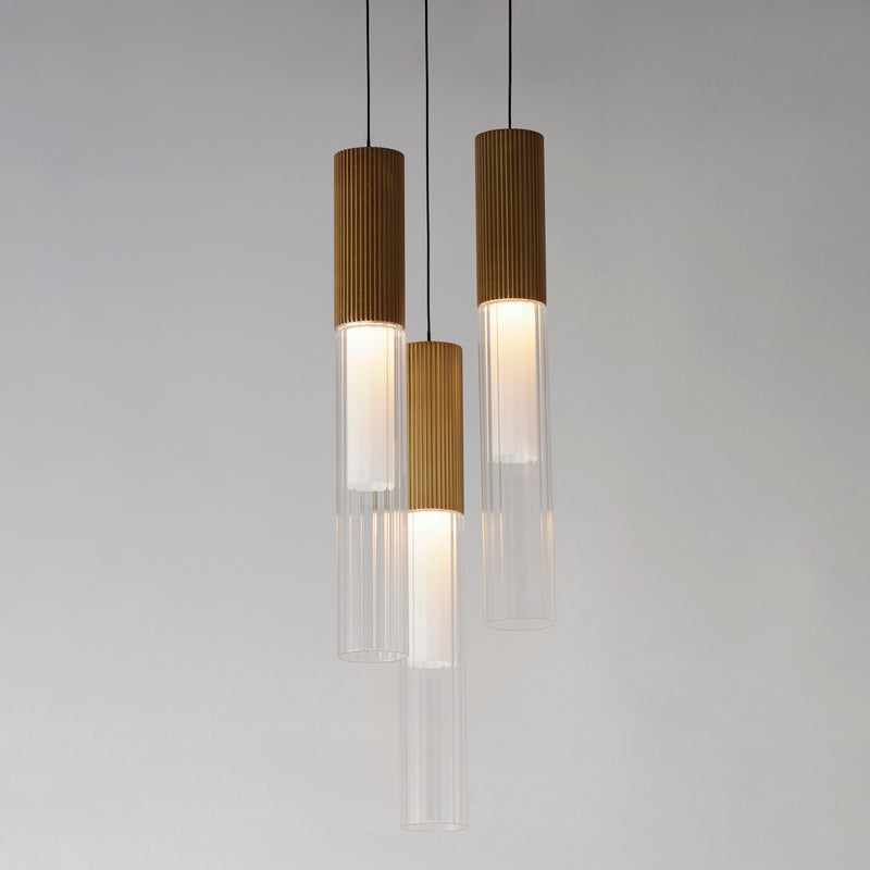 1200 Reeds Reeds 3-Light LED Pendant, 1200 Lumens, 15W, 120-277V, 3000K, Black or ...