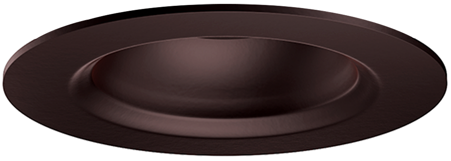 Bronze-finished smooth circular trim for 1 inch round recessed oak™ downlight with narrow or wide beam options
