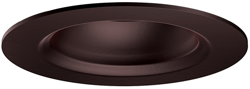 Bronze-finished smooth circular trim for 1 inch round recessed oak™ downlight with narrow or wide beam options
