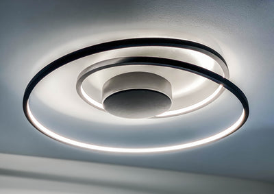 18" Cycle LED Flush Mount, 3,710 Lumens, 53W, 3000K CCT, 120V, Black or Matte Silver Finish