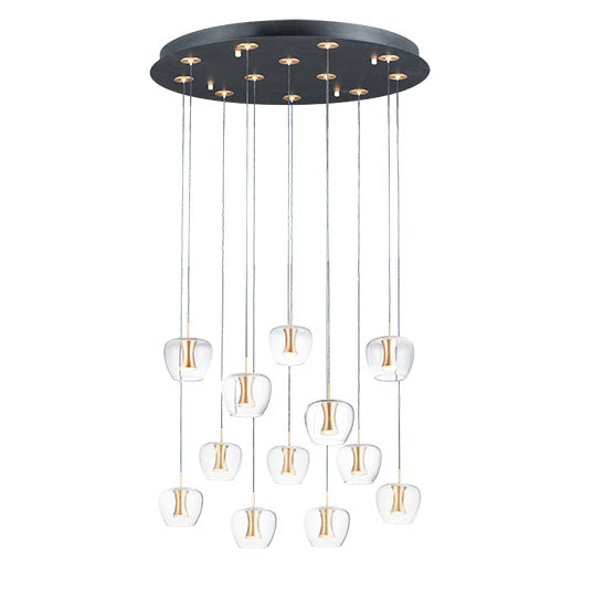 Newton 12-Light LED Pendant, 4,200 Lumens, 30W, 3000K CCT, 120V, Black/Gold Finish