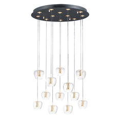 Newton 12-Light LED Pendant, 4,200 Lumens, 30W, 3000K CCT, 120V, Black/Gold Finish