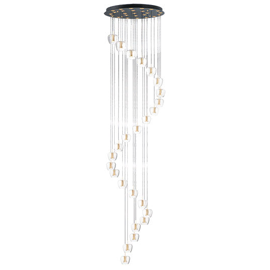 Newton 25-Light LED Pendant, 4,200 Lumens, 62W, 3000K CCT, 120V, Black/Gold Finish