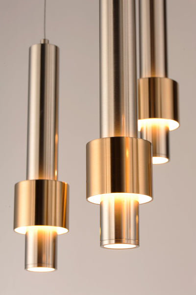 Reveal 7-Light LED Pendant, 3,360 Lumens, 42W, 3000K CCT, 120V, Satin Nickel / Satin Brass Finish