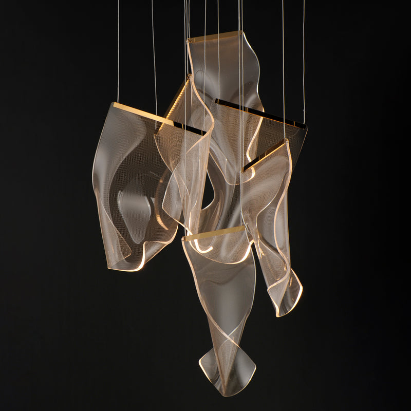 Rinkle 6-Light LED Multi-Pendant, 2,000 Lumens, 25W, 3000K CCT, 120V, Polished Chrome, French Gold or Brushed Gunmetal Finish