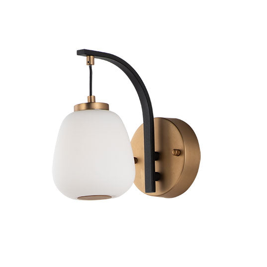 Soji LED Wall Sconce, 480 Lumens, 4W, 3000K CCT, 120V, Black/Gold Finish 9" Height