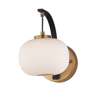 Spherical Soji LED Wall Sconce, 480 Lumens, 4W, 3000K CCT, 120V, Black/Gold Finish