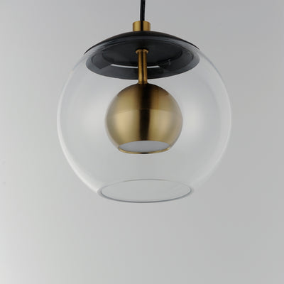 7" Nucleus LED Pendant, 480 Lumens, 8W, 3000K CCT, 120V, Black/Natural Aged Brass Finish