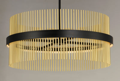34" Chimes LED Pendant, 7,000 Lumens, 73W, 2700K-5000K CCT Selectable, 120-277V, Black/ Satin Nickel, Black/ Satin Brass, or Black/ Satin Brass/ Satin Nickel Finish