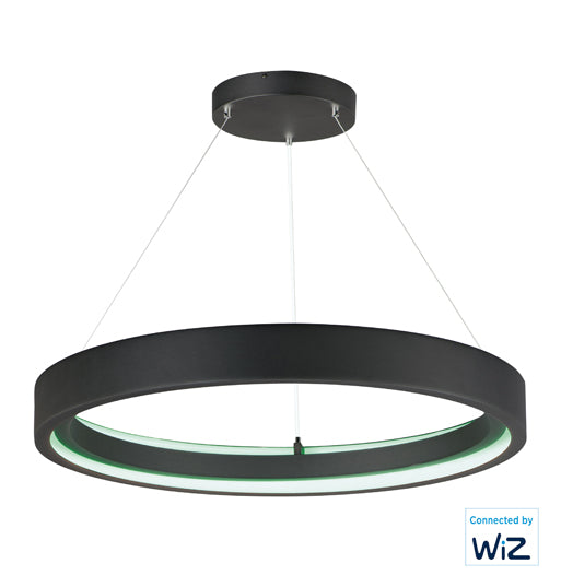 iCorona WiZ 36" LED Pendant RGBTWK Smart Light, 4800 Lumens, 60W, 120-277V, Black Finish