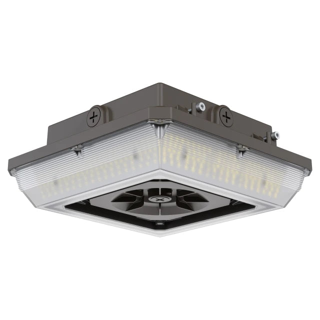 LED Square Canopy Light, Wattage and CCT Selectable, 13,050 Lumens Max, 120-277V, White or Bronze Finish