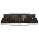A modern rectangular LED street light fixture in a dark brown finish, featuring a ribbed heat sink design, two adjustable side reflectors, and a clear protective lens over a row of LED chips, shown against a plain white background.