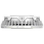 A modern, industrial-style LED light fixture with a white and gray aluminum heat sink design, featuring a central shielded connector and a row of yellow LED chips on the front edge, set against a plain white background.