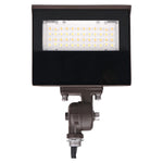 A square industrial LED wall light with a black faceplate and a dark brown mounting bracket, shown against a solid white background.