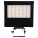 A rectangular black LED floodlight with a grid of small warm-white LEDs on the front and a mounting bracket below, shown against a plain white background.