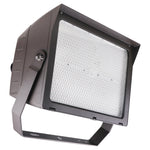 A large square LED floodlight with a bronze housing and a white diffuser panel, shown at an angle on a plain white background.