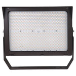 A large rectangular LED floodlight with a bronze metal housing and mounting bracket, featuring a white diffuser cover with a dense grid of small warm-white LED chips.