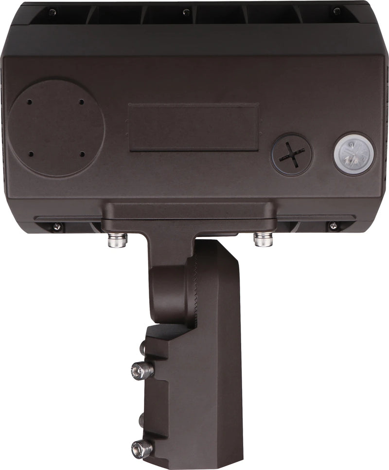 A dark brown outdoor light fixture or sensor unit with a mounting bracket, shown from a top-down angle on a white background.