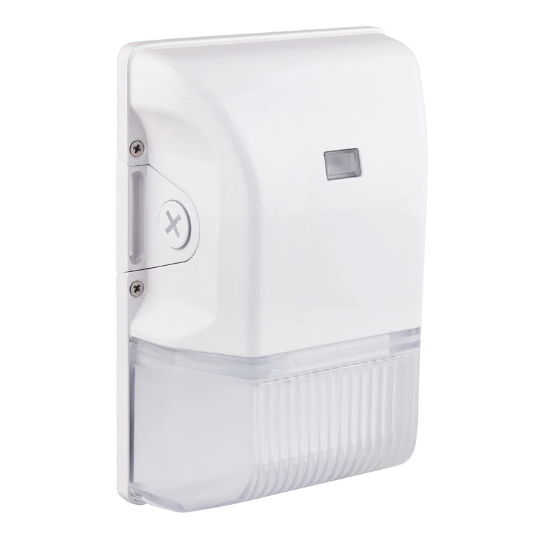 A white wall-mounted dispenser with a clear ribbed lower section, shown on a plain white background.