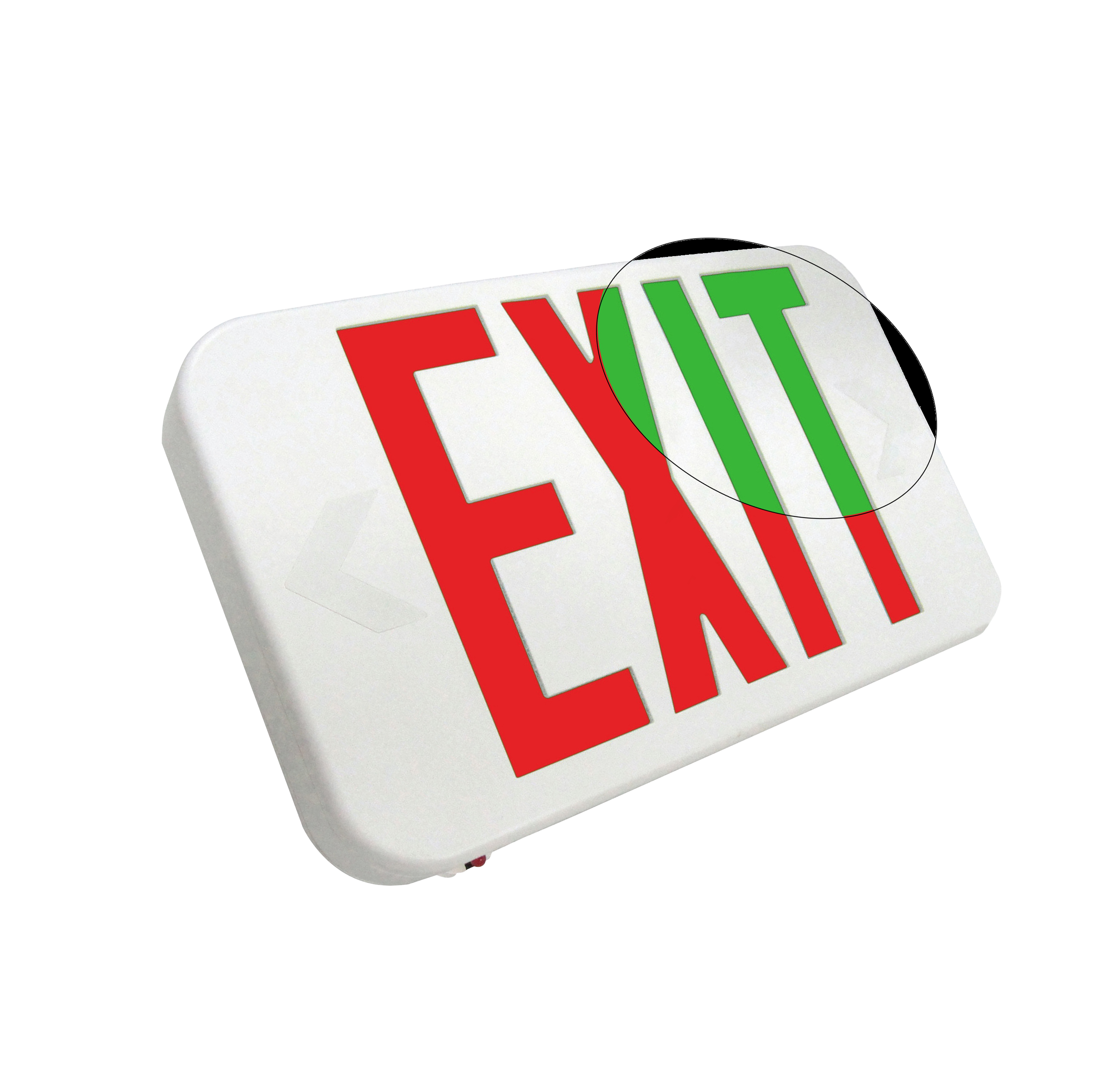 LED Thermoplastic Exit Sign, Universal Single/Double Face, Red/Green ...