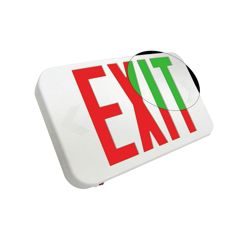 LED Thermoplastic Exit Sign, Universal Single/Double Face, Red/Green ...