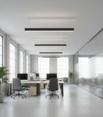 4 FT LED Direct/Indirect Suspended Linear Fixture, 4" Wide, 5750 Lumen Max, Wattage and CCT Selectable, 120-277V, White or Black Finish