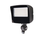 Black rectangular led flood light with bright white leds and integrated photocell for 5250 lumen max output