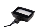 Black rectangular led flood light with matte finish and integrated photocell featuring visible white led array