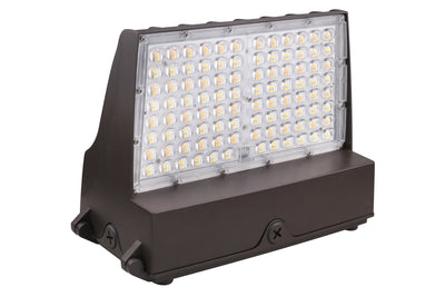 Full Cutoff LED Wall Pack Light, 80 Watt, 11330 Lumen Max, CCT Selectable, Integrated Photocell, 120-277V, Bronze Finish