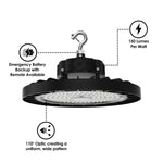 Static LED UFO High Bay, 30,000 Lumens, 200 Watt, 5000K, 120-277V, Black Finish