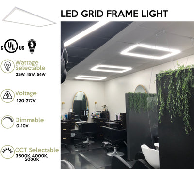 2 x 4 Foot LED Grid Frame Light, 120-277V, Selectable Wattage and CCT