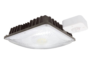 Square LED Canopy Light, 60W, 8000 Lumen Max, 4000K or 5000K, Dimmable, DLC 5.1 Premium, 120-277V